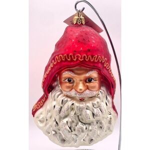 Christopher Radko JOLLY‎ ELF Ornament Santa Red Hooded Face star 6" 97-148-0